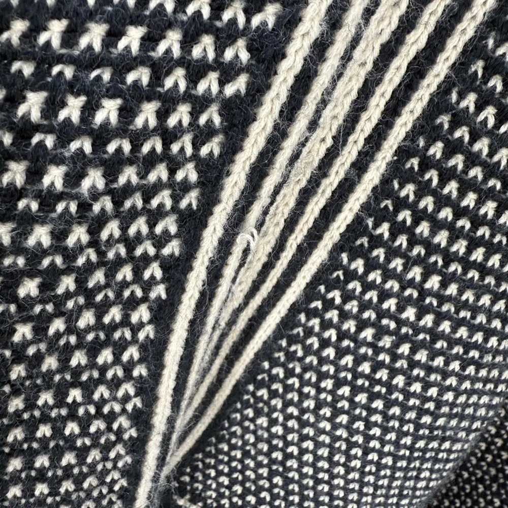 Francesca's Black and Cream Knit Poncho